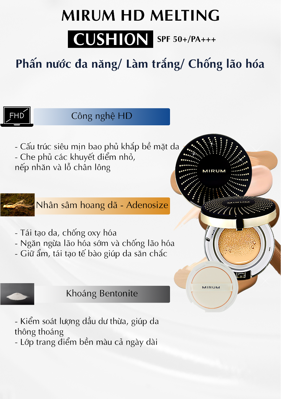 Thành phần Phấn nước siêu mịn Mirum 